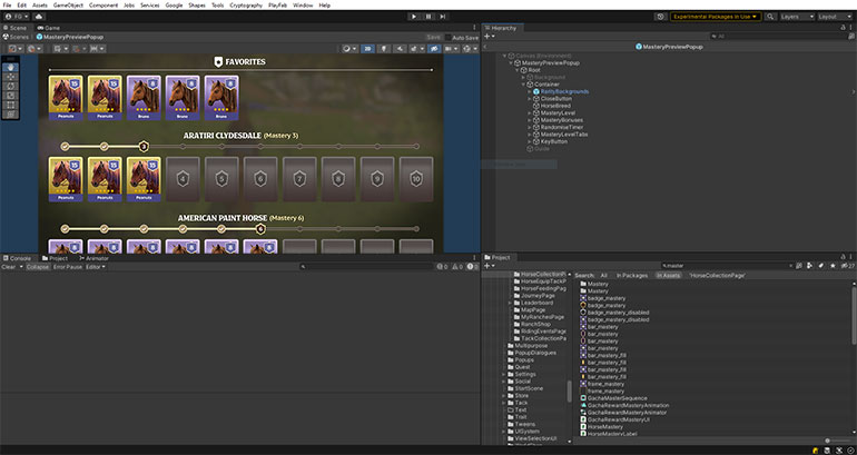 Horse Master developer screen